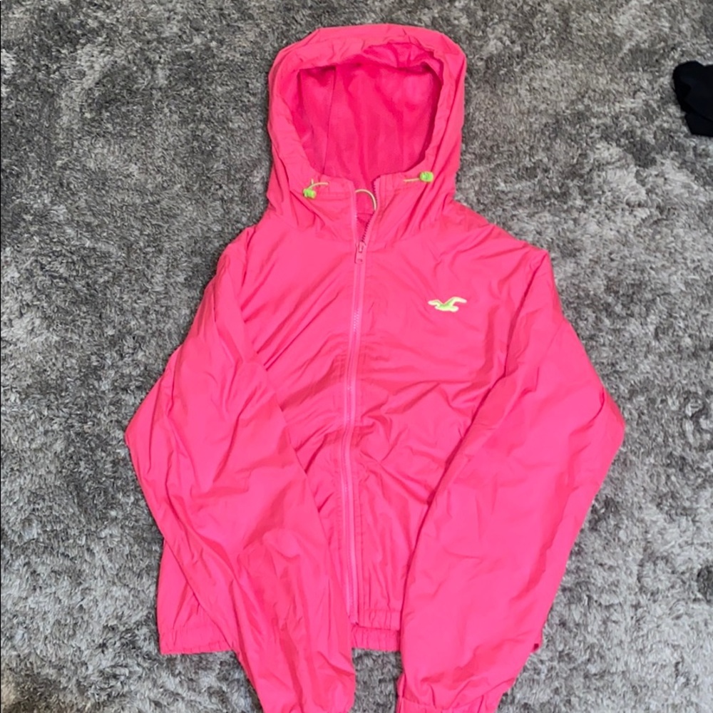 Neon pink raincoat